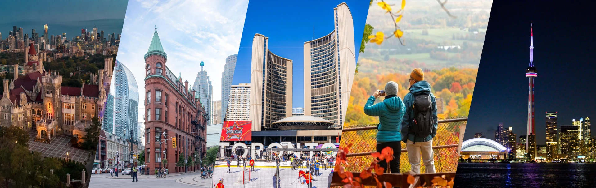 Gray Line Toronto hero showcasing Ontario experiences including iconic Toronto landmarks, fall foliage, and scenic adventures from the city
