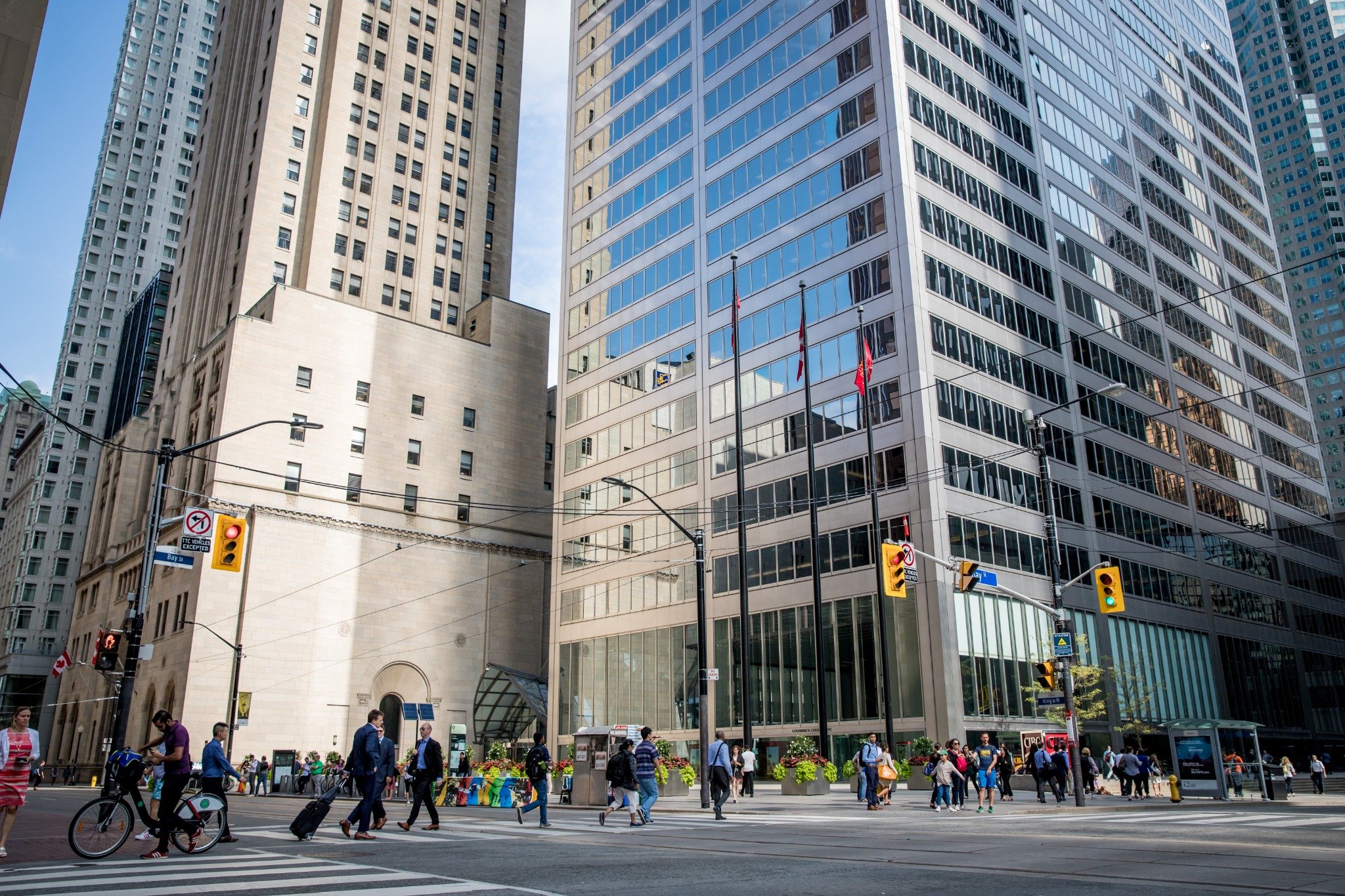 Bay Street Financial District with modern skyscrapers during the day
