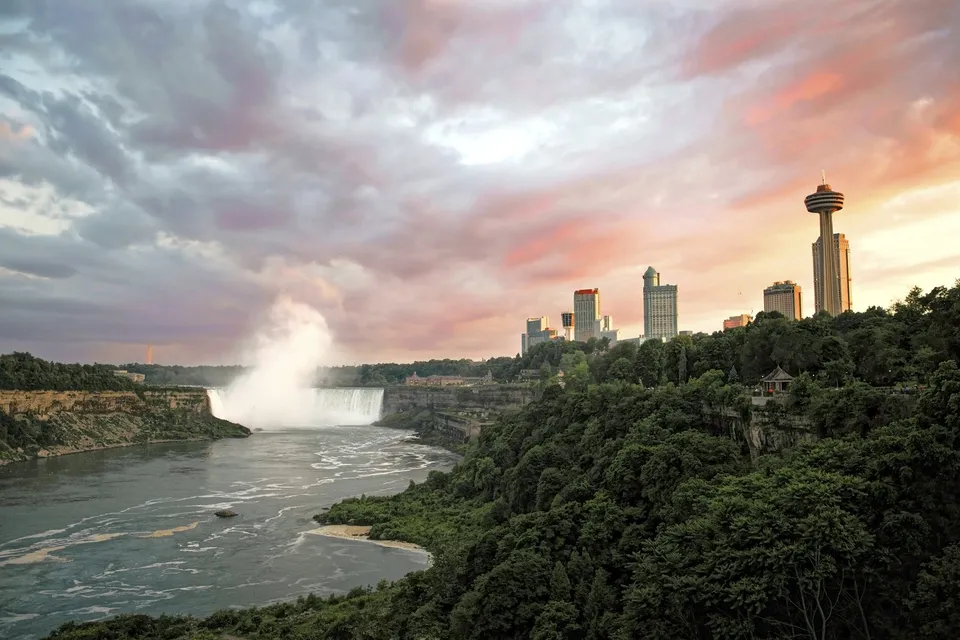 Canadian Niagara Falls skyline during sunset