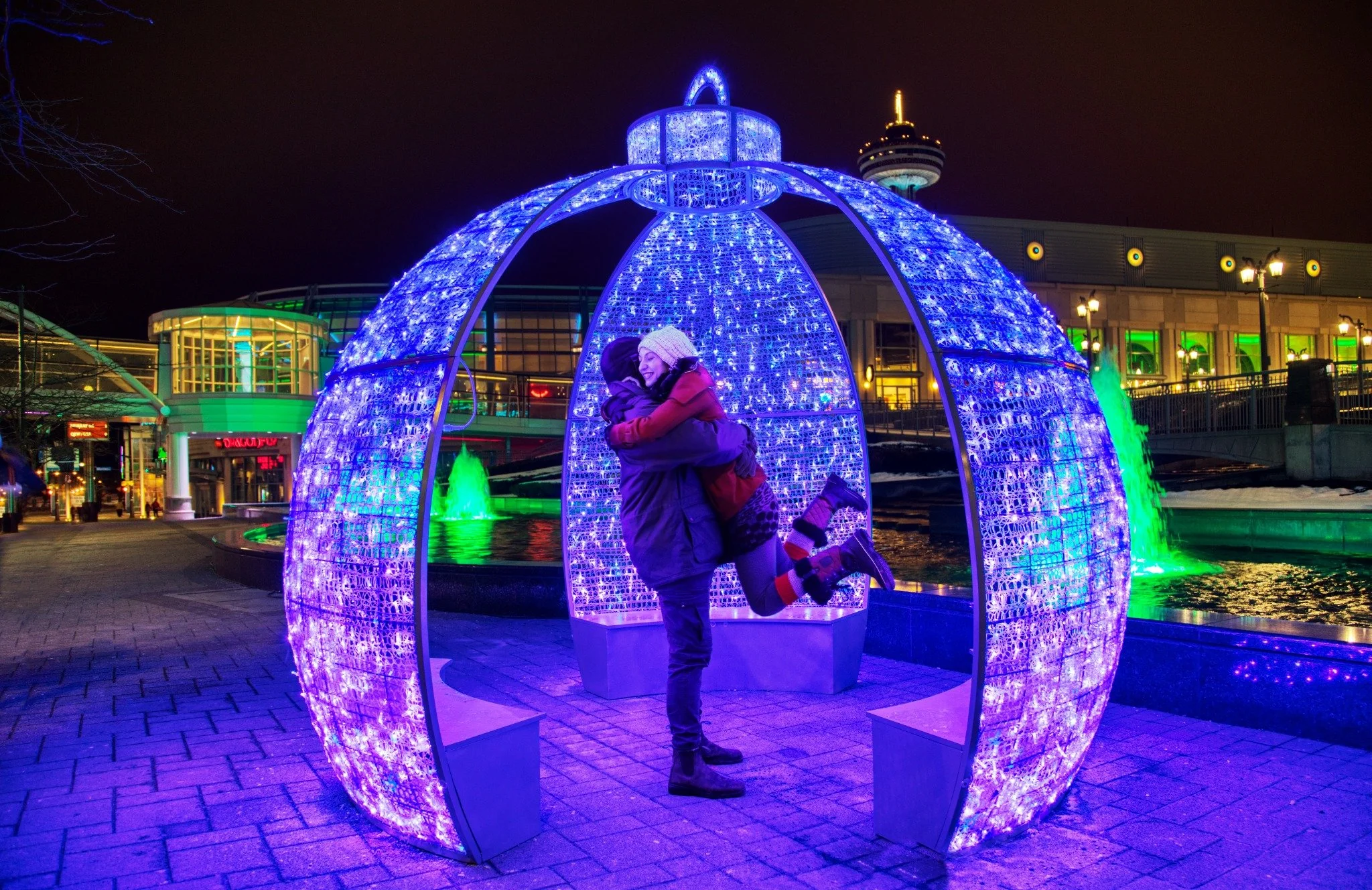 Decorative ornament and light displays at Niagara Winter Festival of Lights